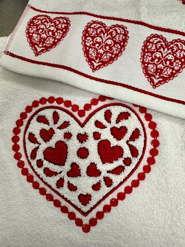 Coppia salviette viso e ospite vingi "cuore rosso" - immagine 4