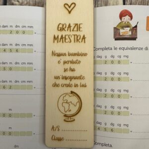 Segnalibro Grazie Maestra Mappamondo