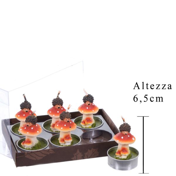 6 tealight Funghi e ricci - immagine 3