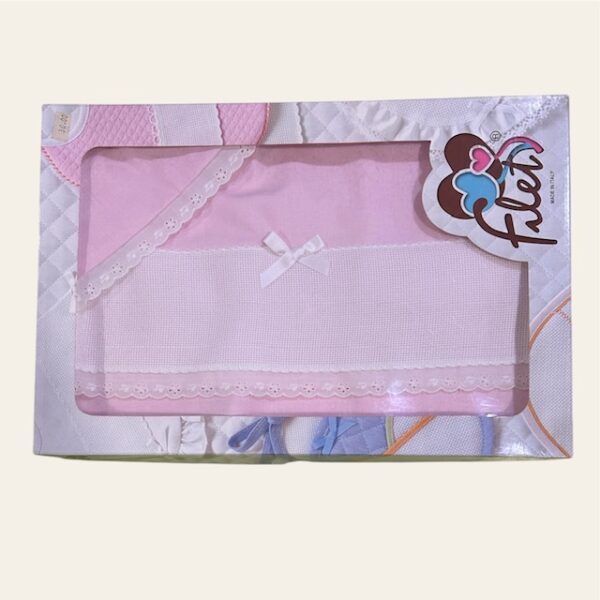 Completo culla ricamabile rosa