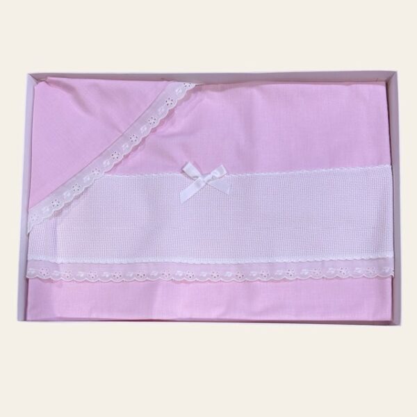 Completo culla ricamabile rosa - immagine 2