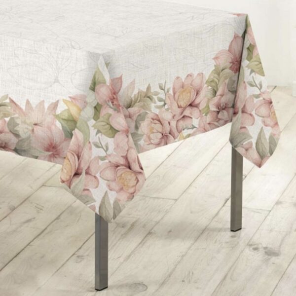Tovaglia antimacchia lino Peonie da 12