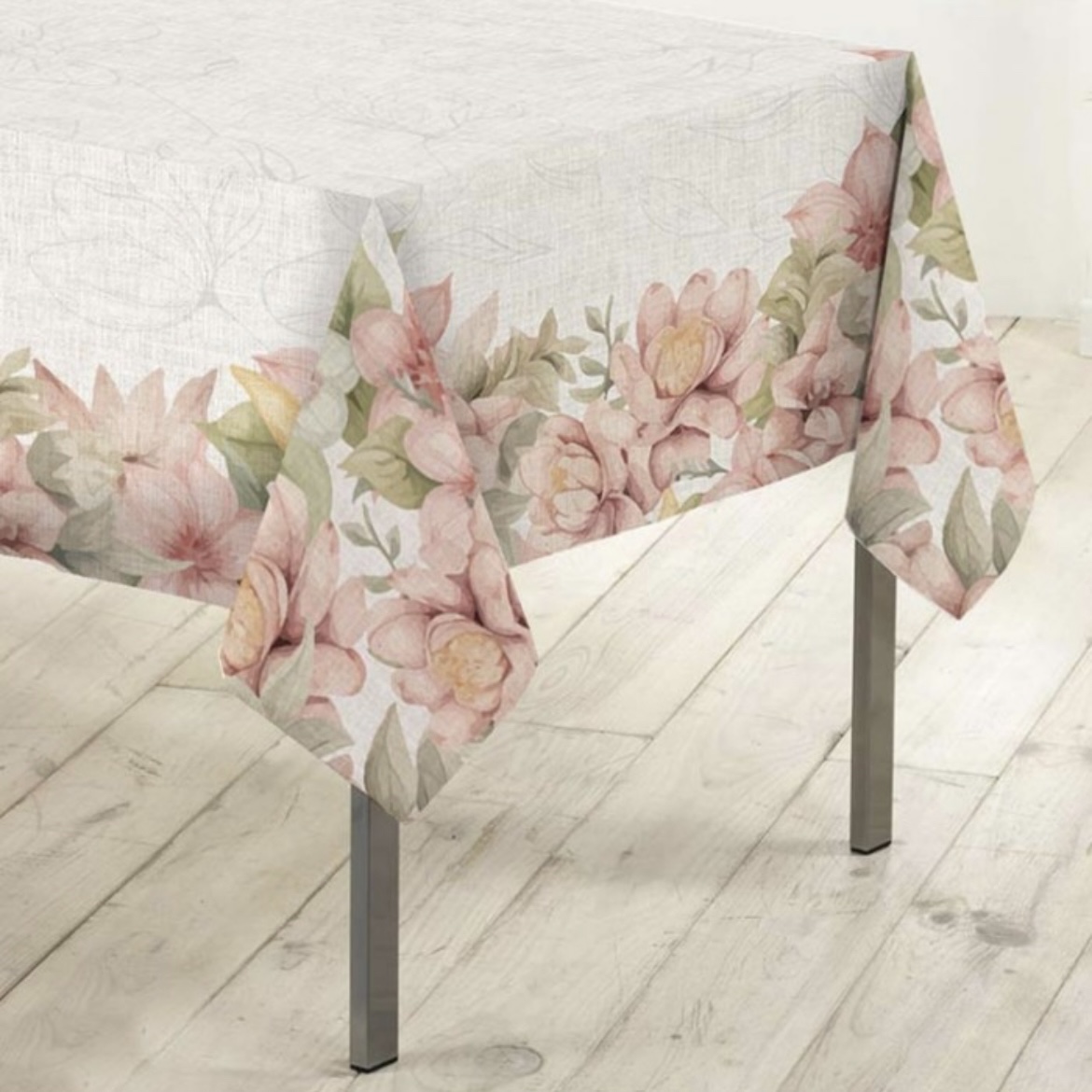 Tovaglia antimacchia lino Peonie da 12