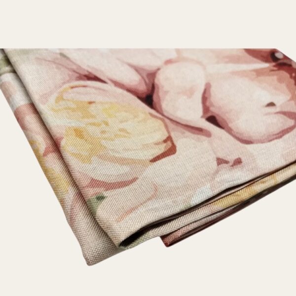 Tovaglia antimacchia lino Peonie da 12 - immagine 2